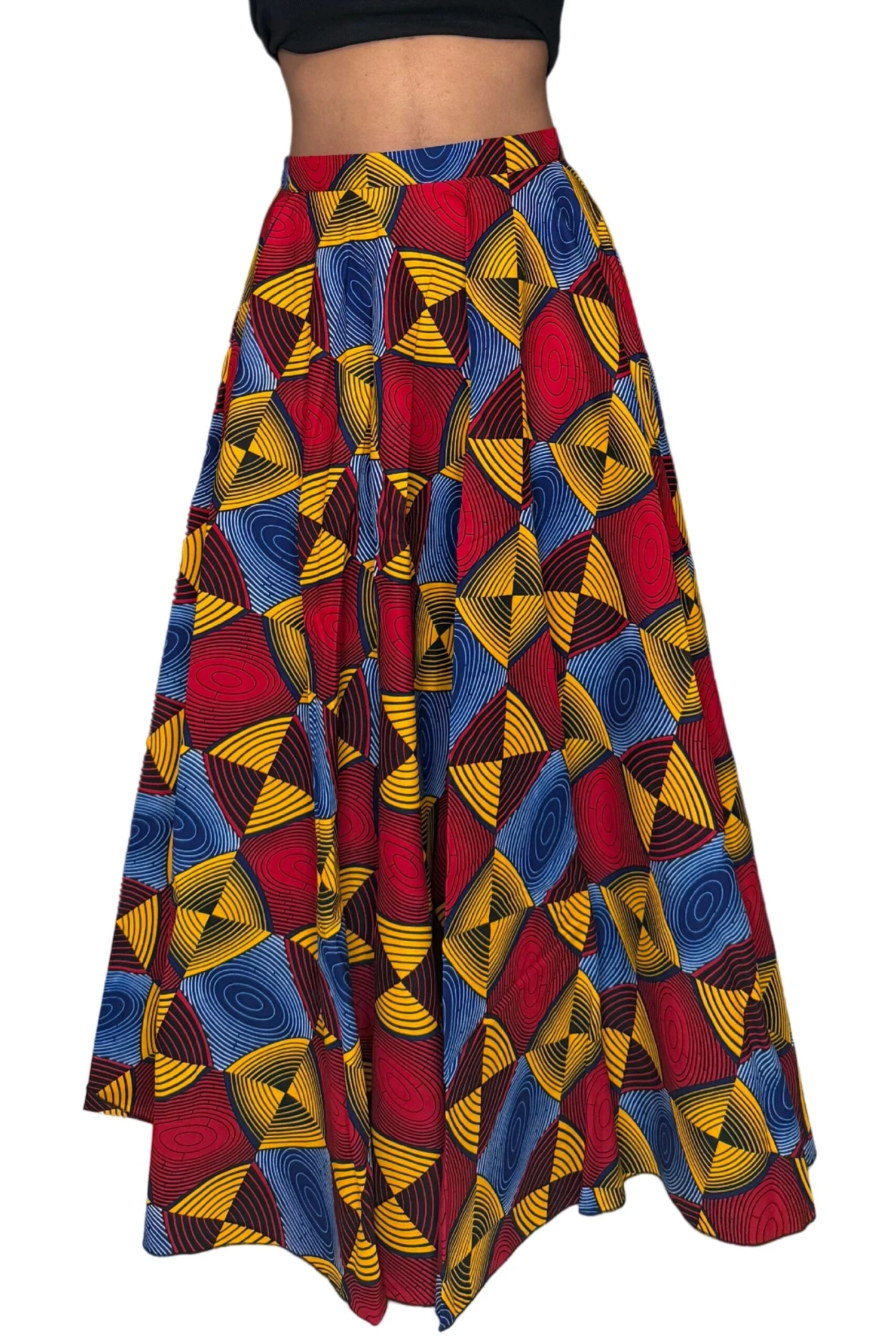 Colorful Black - Jupe Longue Wax - Kaléidoscope 3 Colorful Black - Jupe Longue Wax - Kaléidoscope