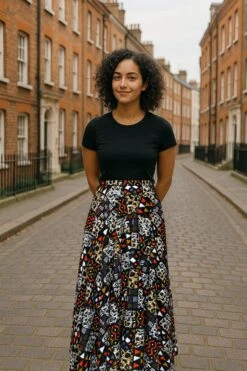 Colorful Black - Jupe Longue Wax - Tribale Urbaine